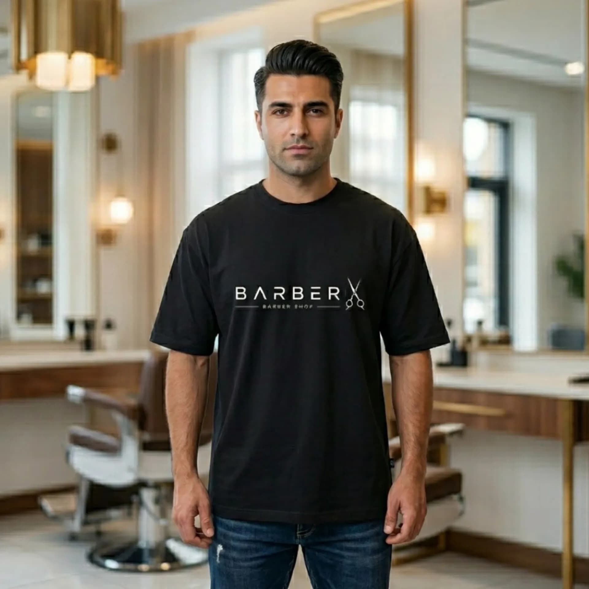 تیشرت لانگ باکسی طرح باربر